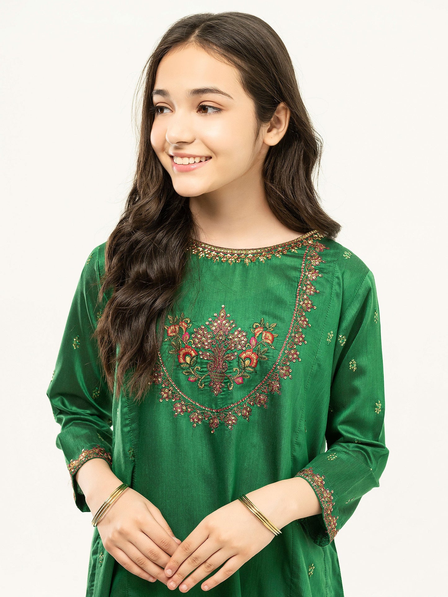 2 Piece Raw-Silk Suit-Embroidered (Pret)