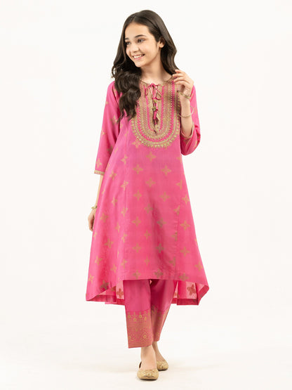 2 Piece Jacquard Suit-Embroidered (Pret)