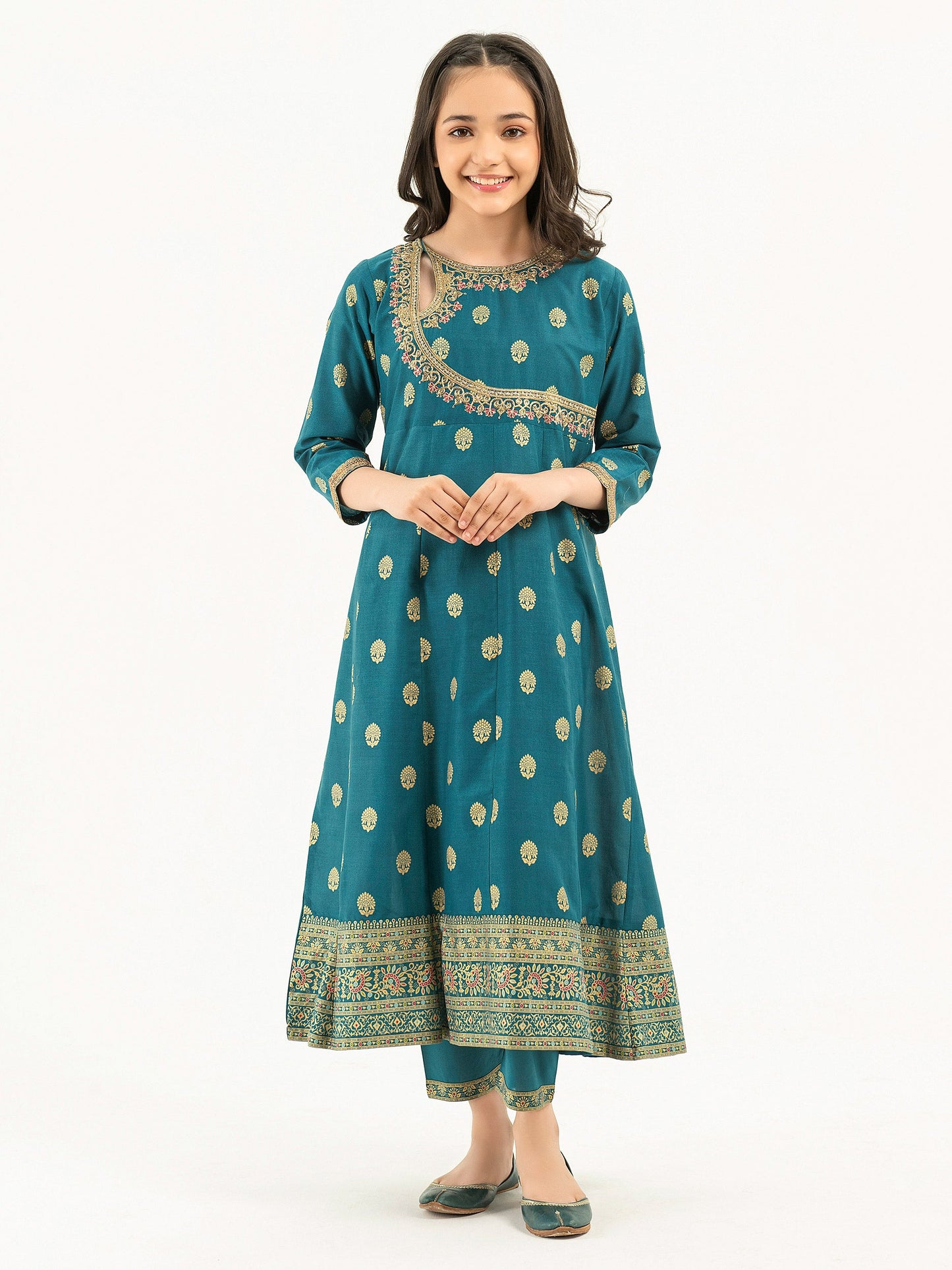 2 Piece Lawn Suit-Gold Paste Print (Pret)