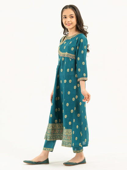 2 Piece Lawn Suit-Gold Paste Print (Pret)