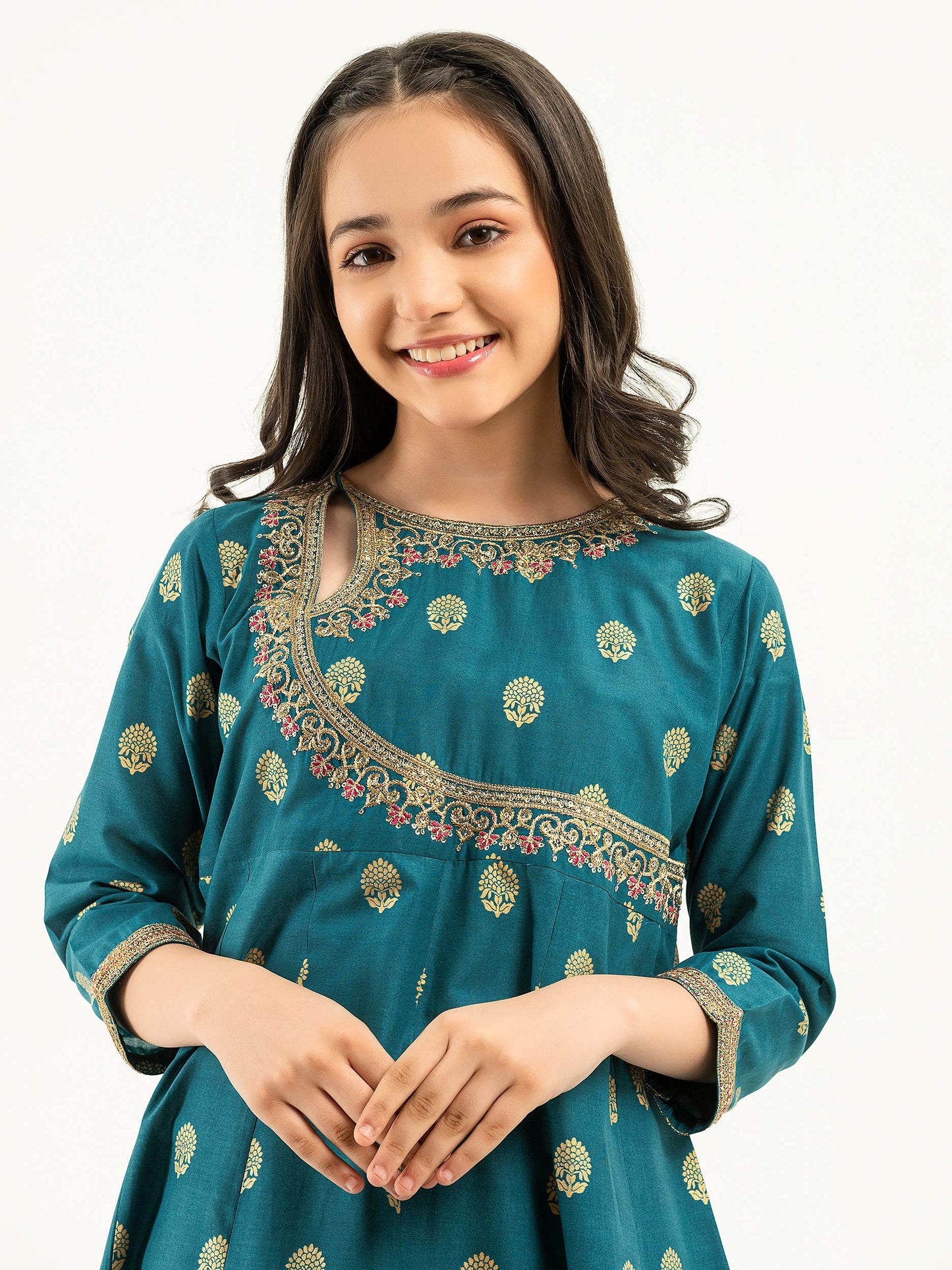 2 Piece Lawn Suit-Gold Paste Print (Pret)