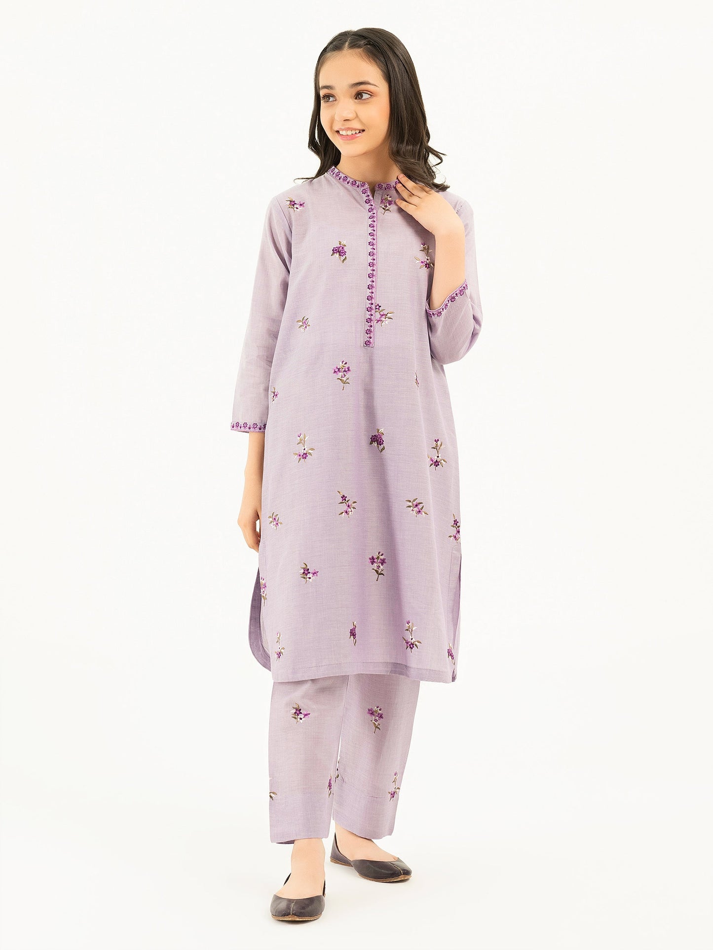 2 Piece Yarn Dyed Suit-Embroidered (Pret)