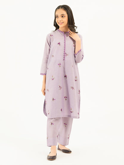 2 Piece Yarn Dyed Suit-Embroidered (Pret)