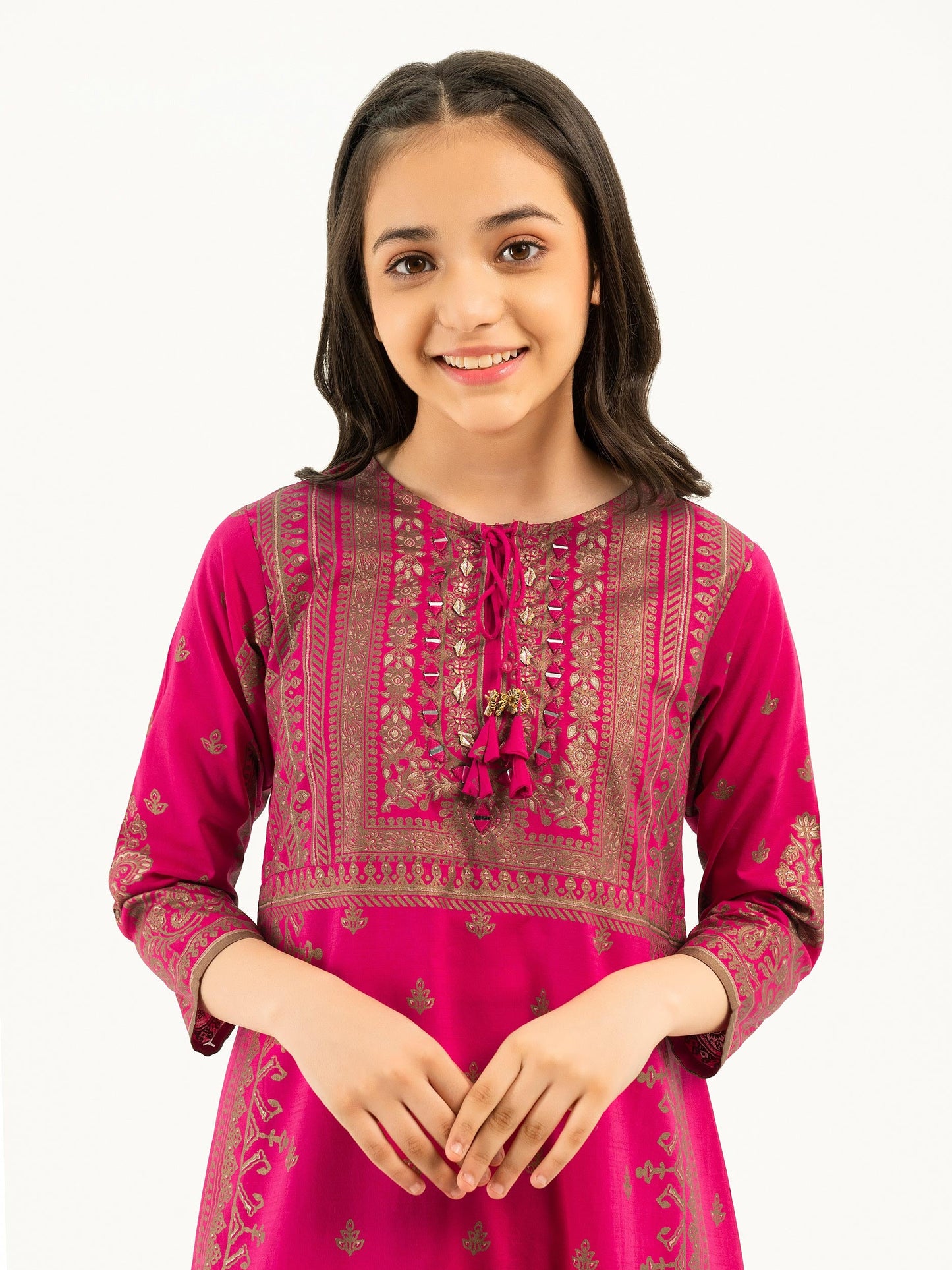 2 Piece Lawn Suit-Gold Paste Print (Pret)