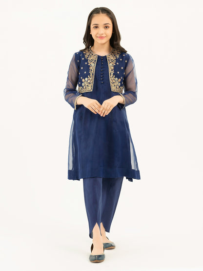 2 Piece Organza Suit With Bolero-Embroidered (Pret)