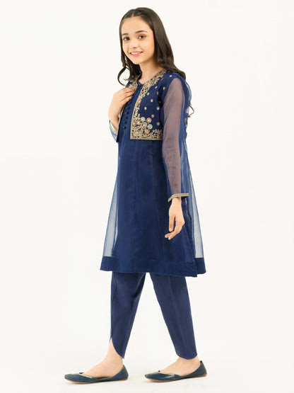 2 Piece Organza Suit With Bolero-Embroidered (Pret)