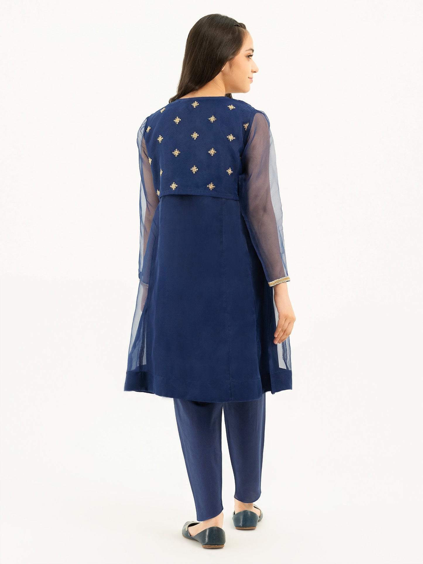 2 Piece Organza Suit With Bolero-Embroidered (Pret)