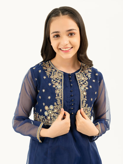 2 Piece Organza Suit With Bolero-Embroidered (Pret)