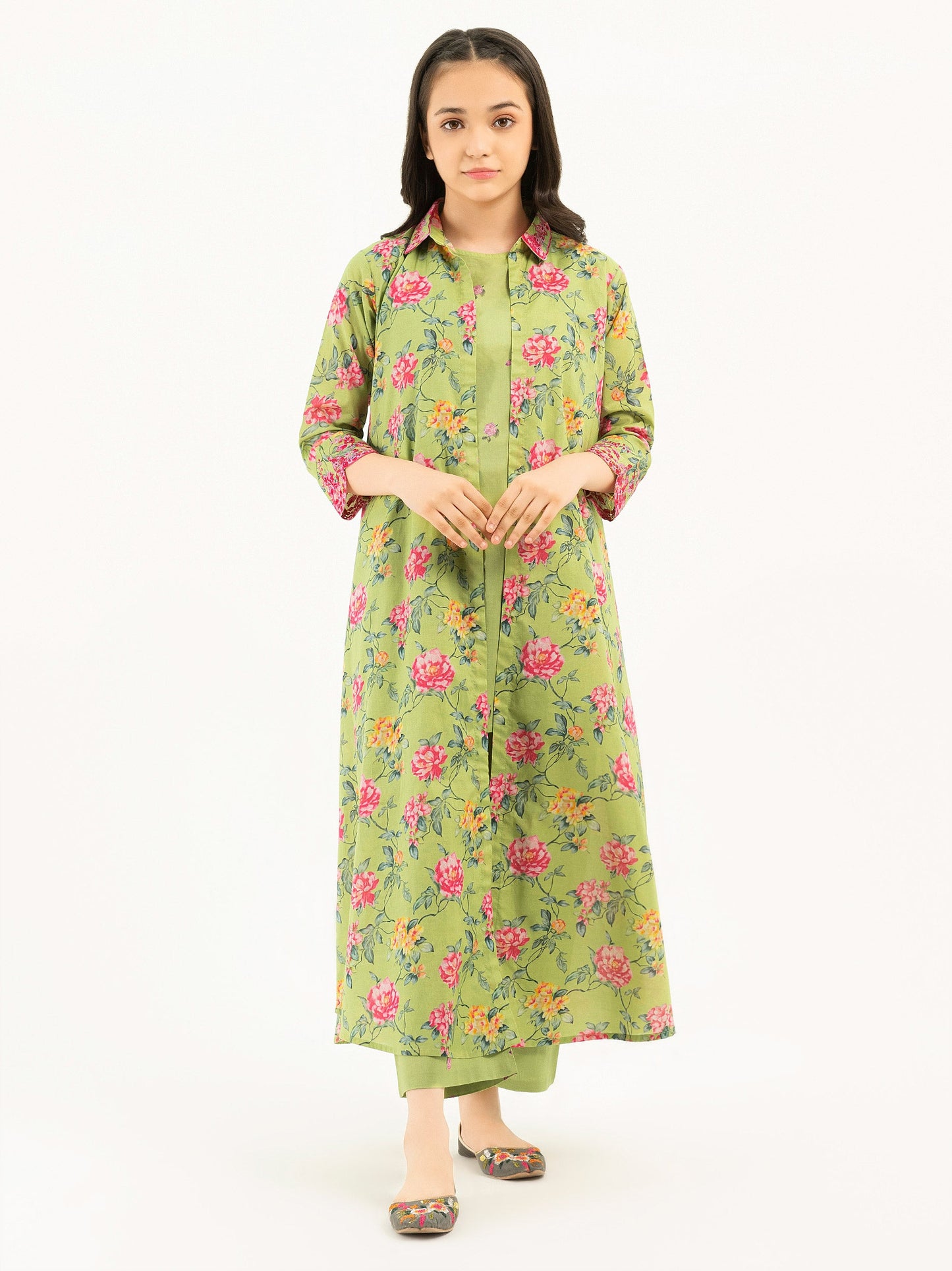 2 Piece Lawn Suit With Cardigan-Printed (Pret)
