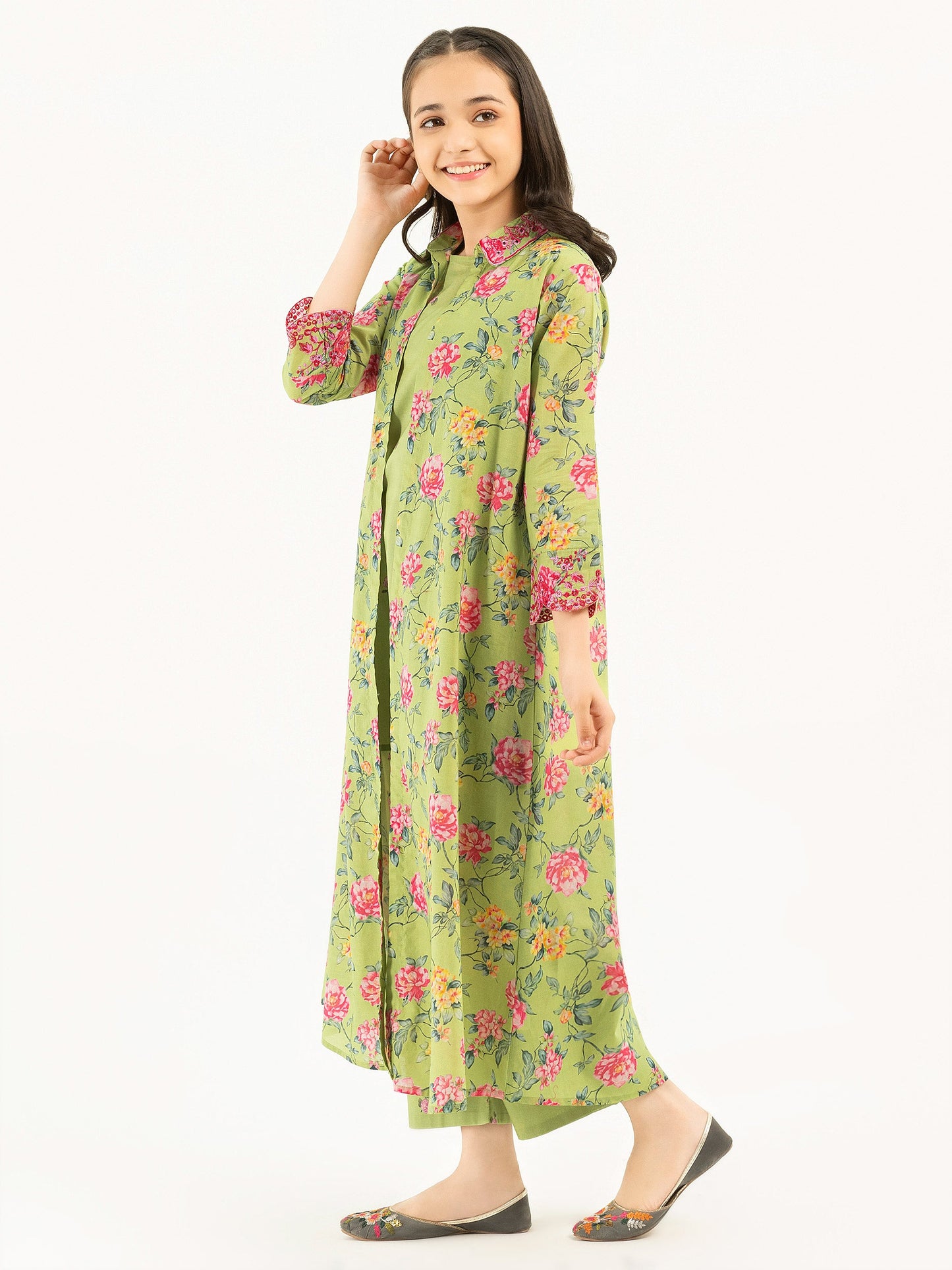 2 Piece Lawn Suit With Cardigan-Printed (Pret)