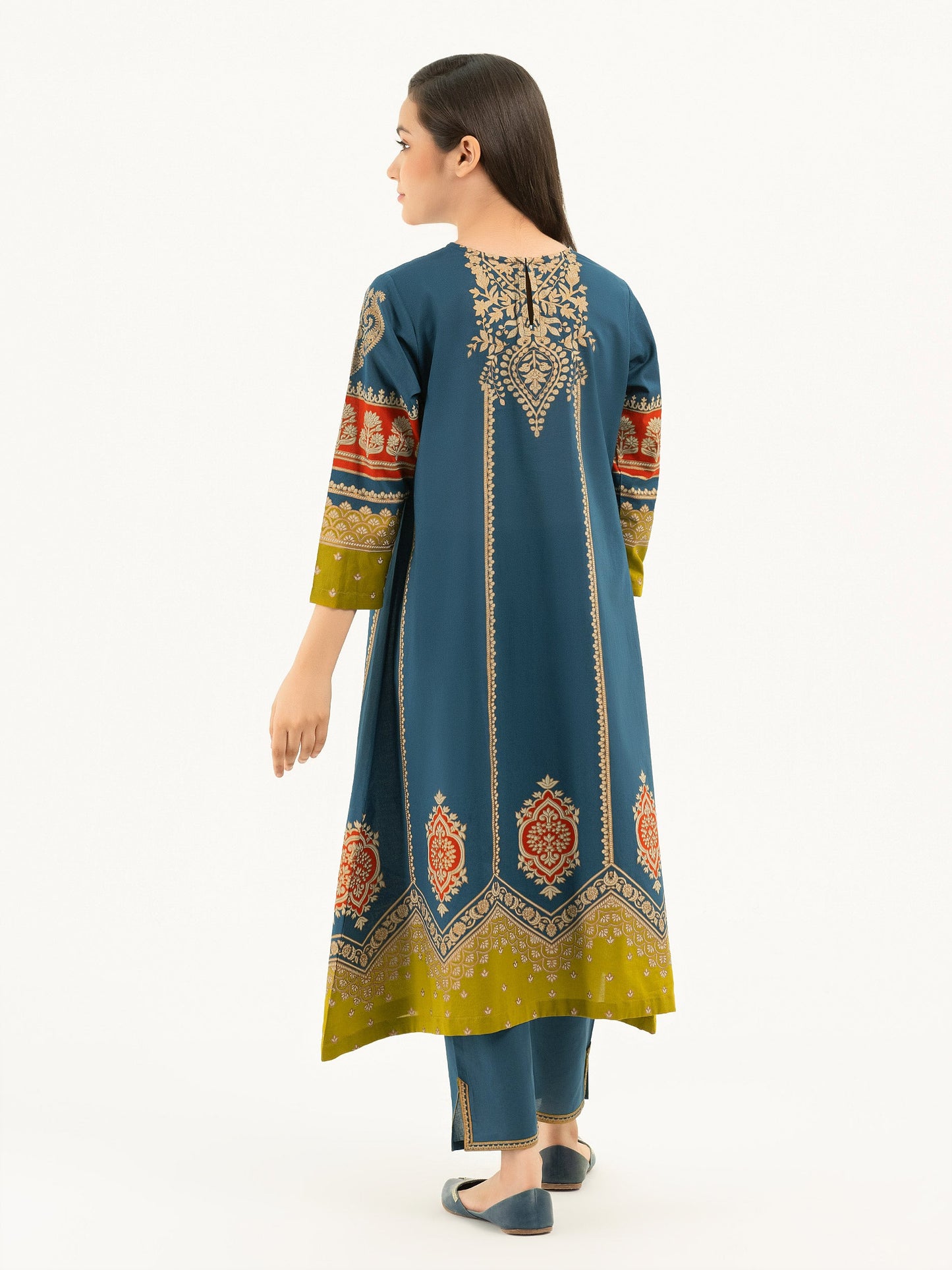 2 Piece Lawn Suit-Gold Paste Print (Pret)