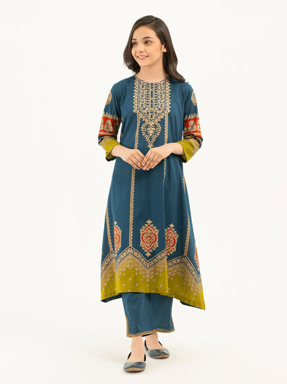 2 Piece Lawn Suit-Gold Paste Print (Pret)