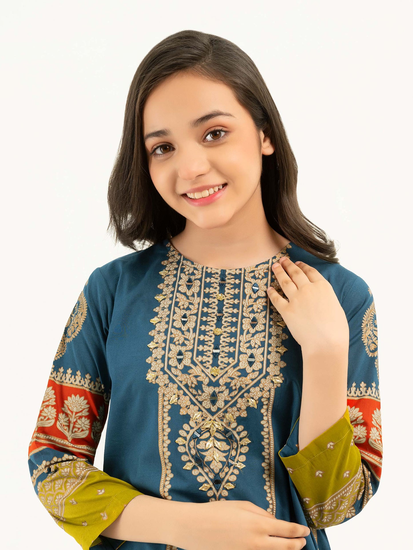 2 Piece Lawn Suit-Gold Paste Print (Pret)