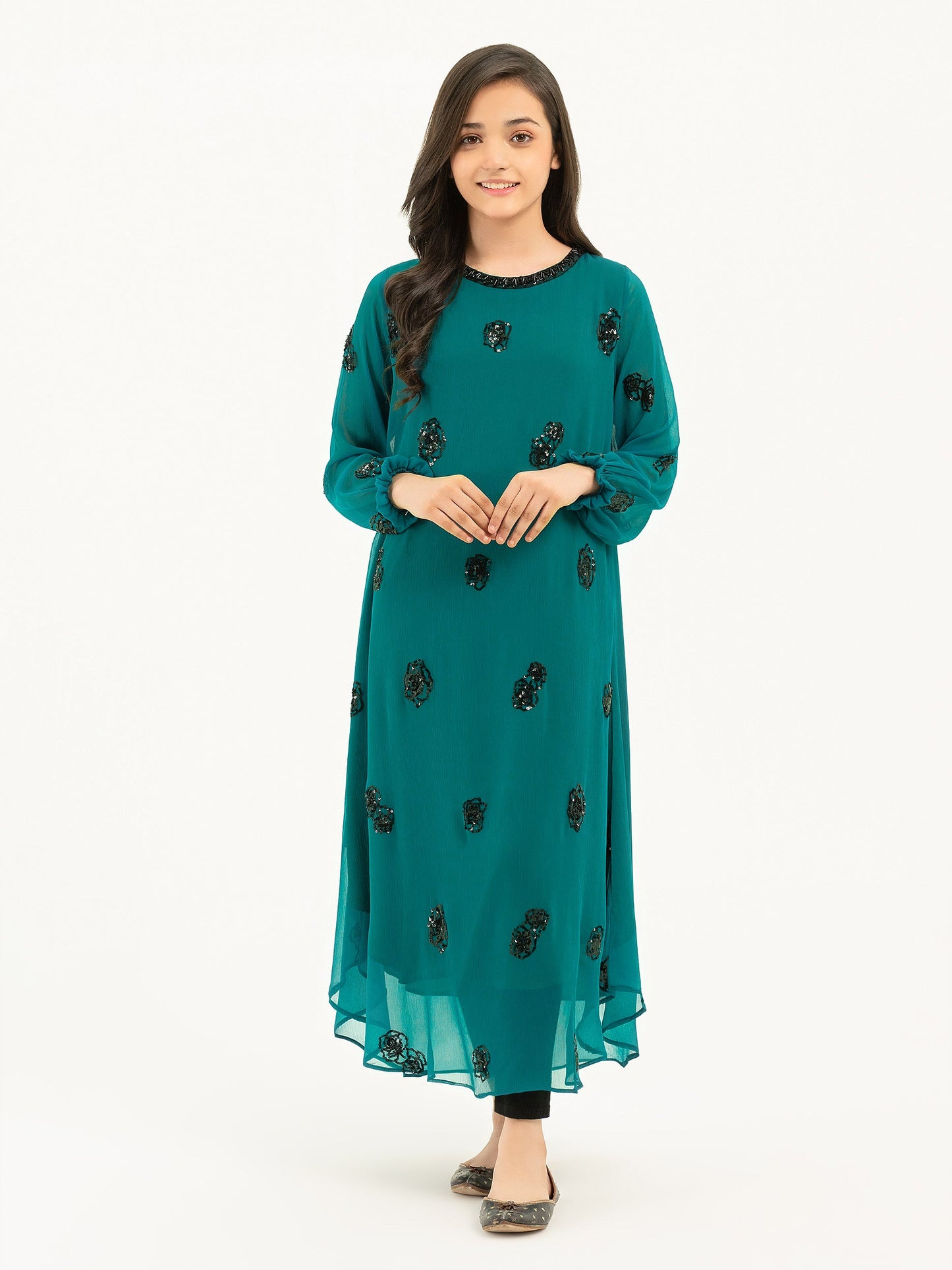 Chiffon Frock-Embroidered (Pret)