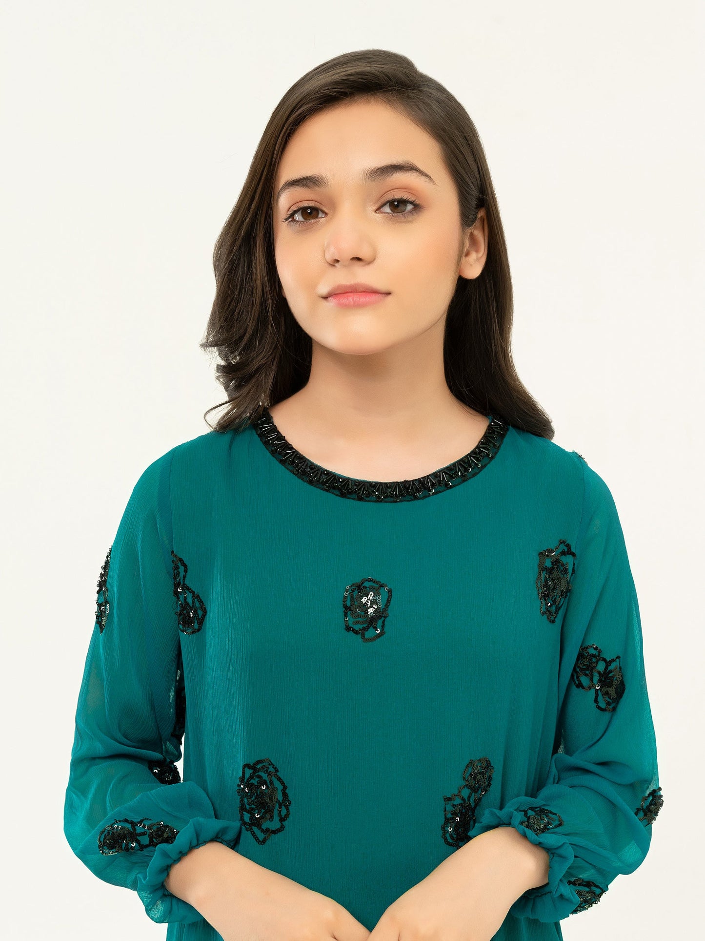 Chiffon Frock-Embroidered (Pret)