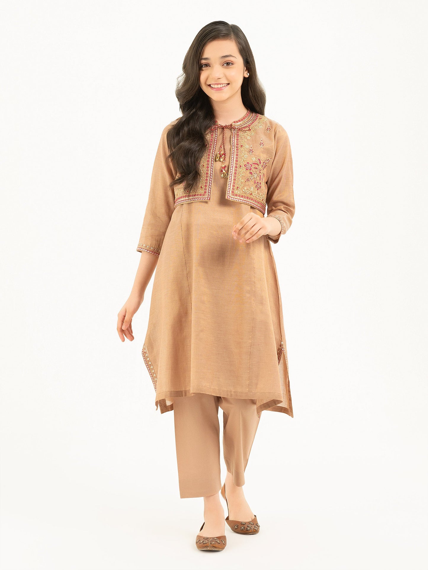 3 Piece Missouri Suit With Bolero-Embroidered (Pret)