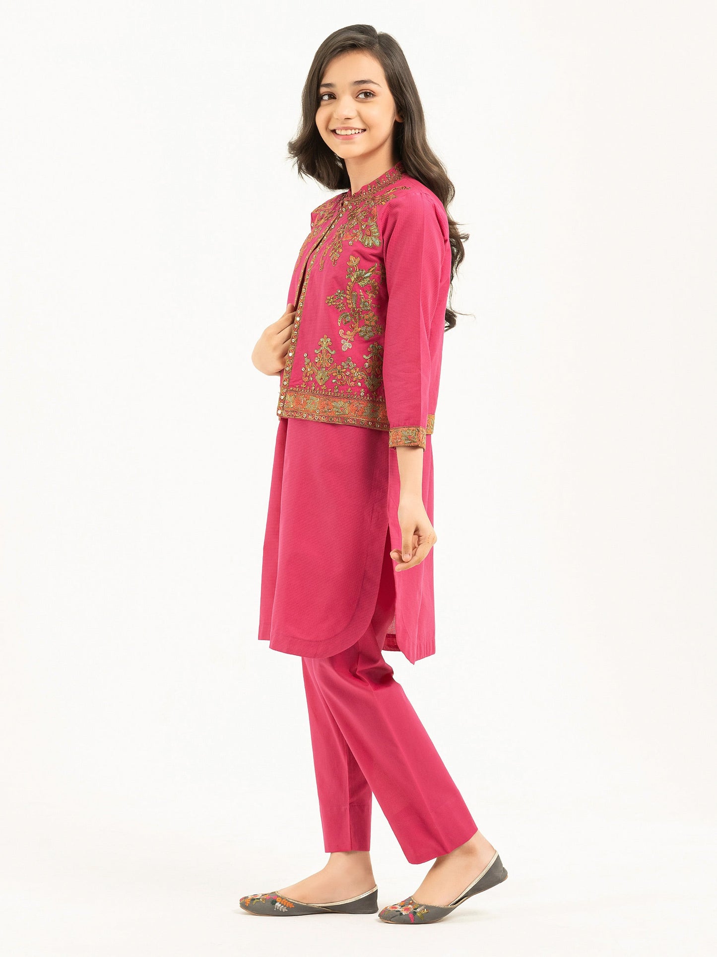 2 Piece Textured Lawn Suit With Bolero-Embroidered (Pret)