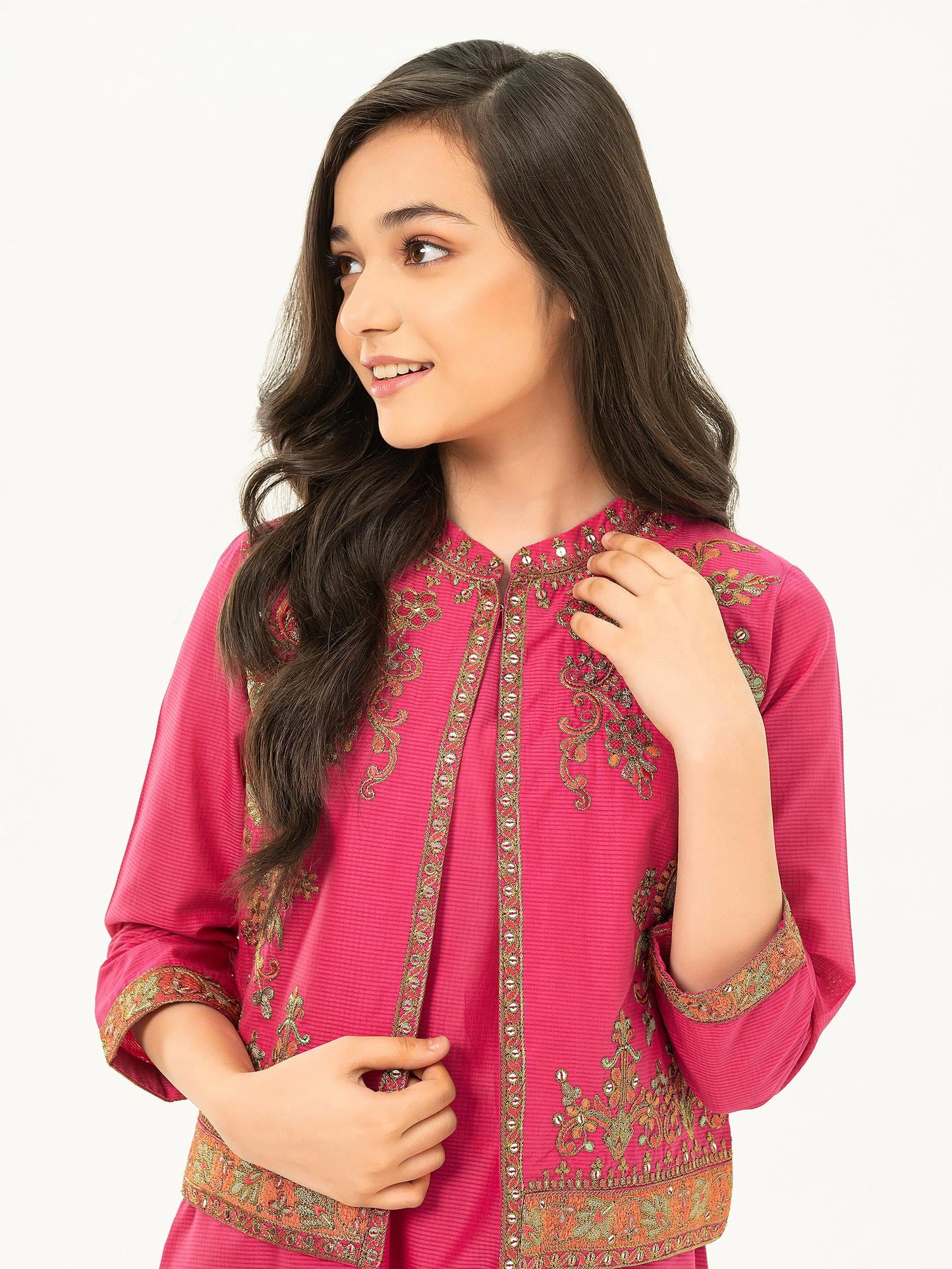 2 Piece Textured Lawn Suit With Bolero-Embroidered (Pret)