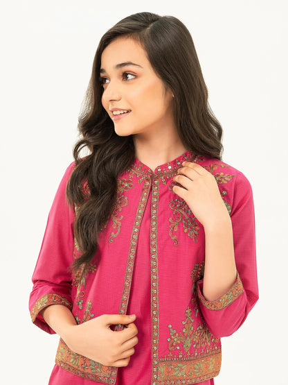2 Piece Textured Lawn Suit With Bolero-Embroidered (Pret)
