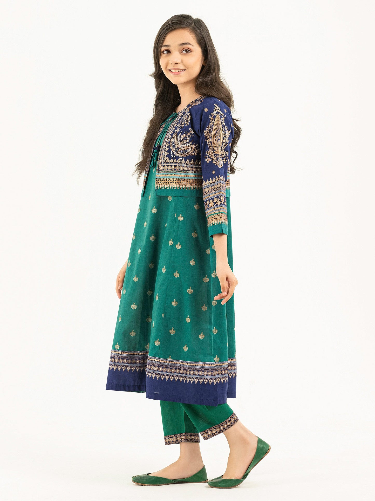 2 Piece Lawn Suit With Bolero-Gold Paste Print (Pret)