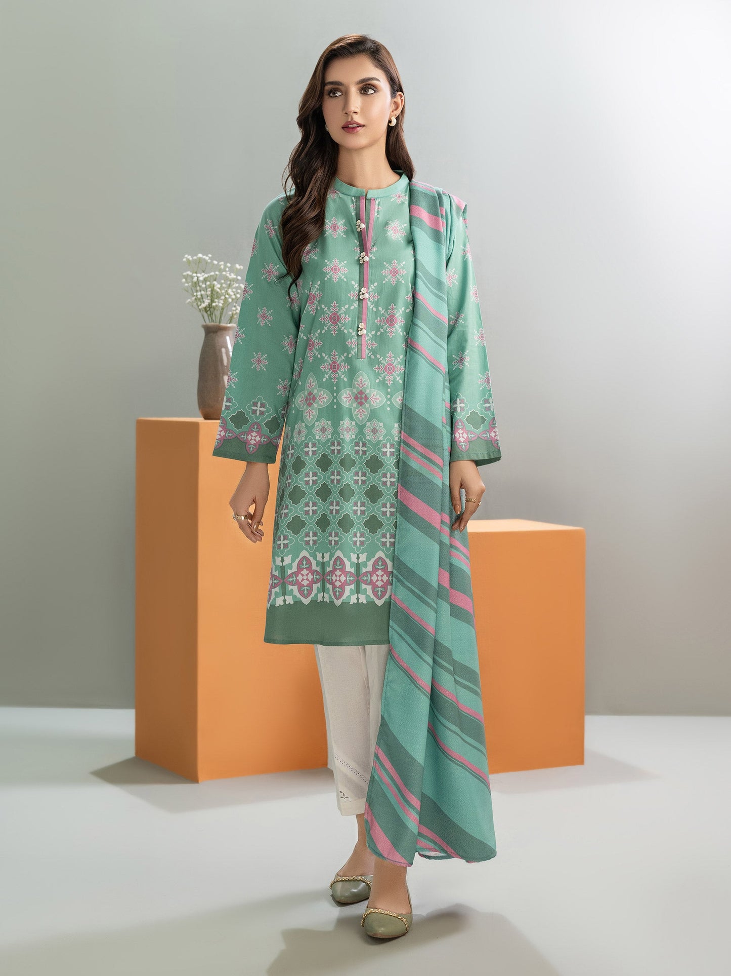 2 Piece Winter Cotton Suit-Printed(Unstitched)