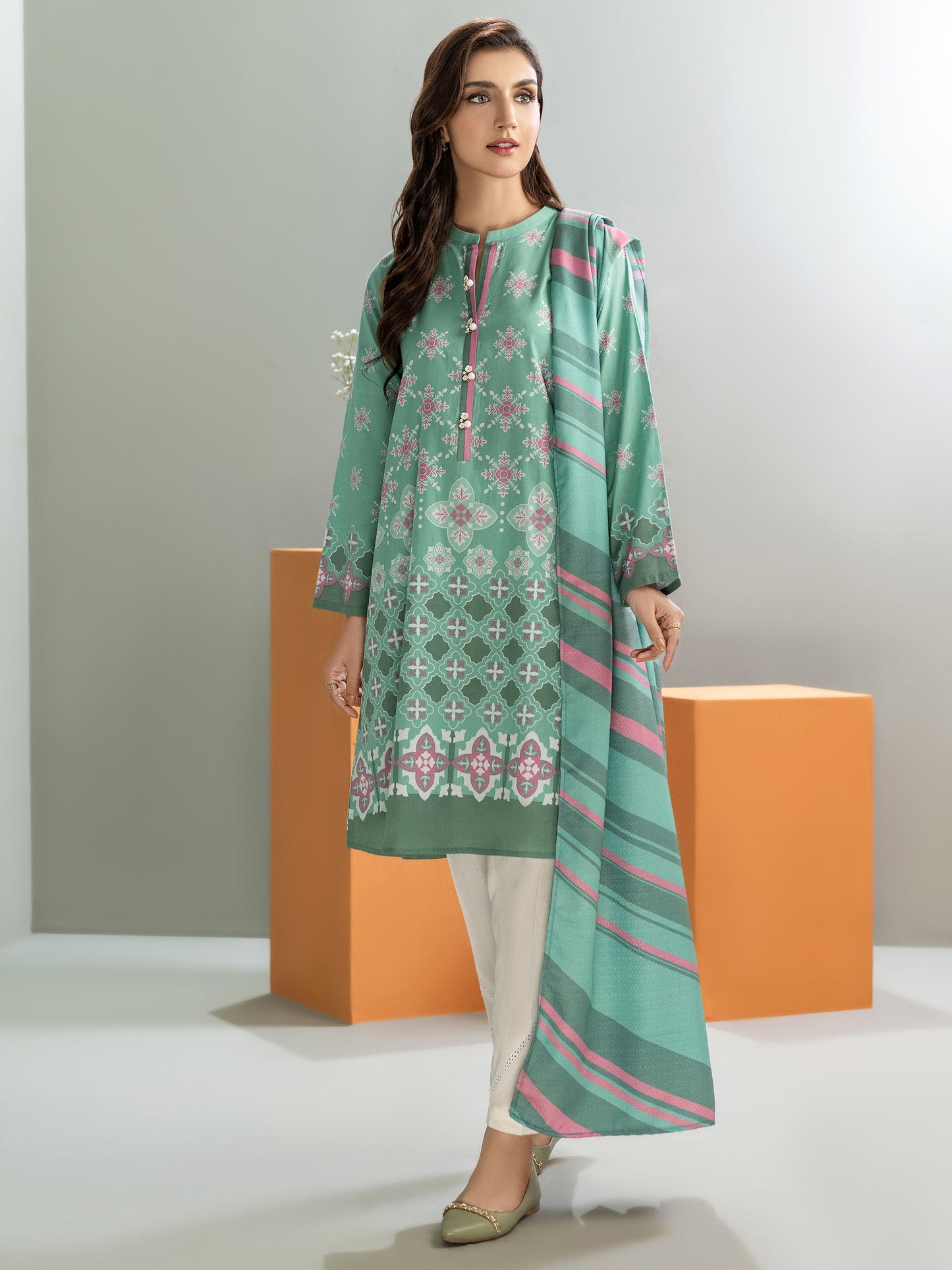 2 Piece Winter Cotton Suit-Printed(Unstitched)