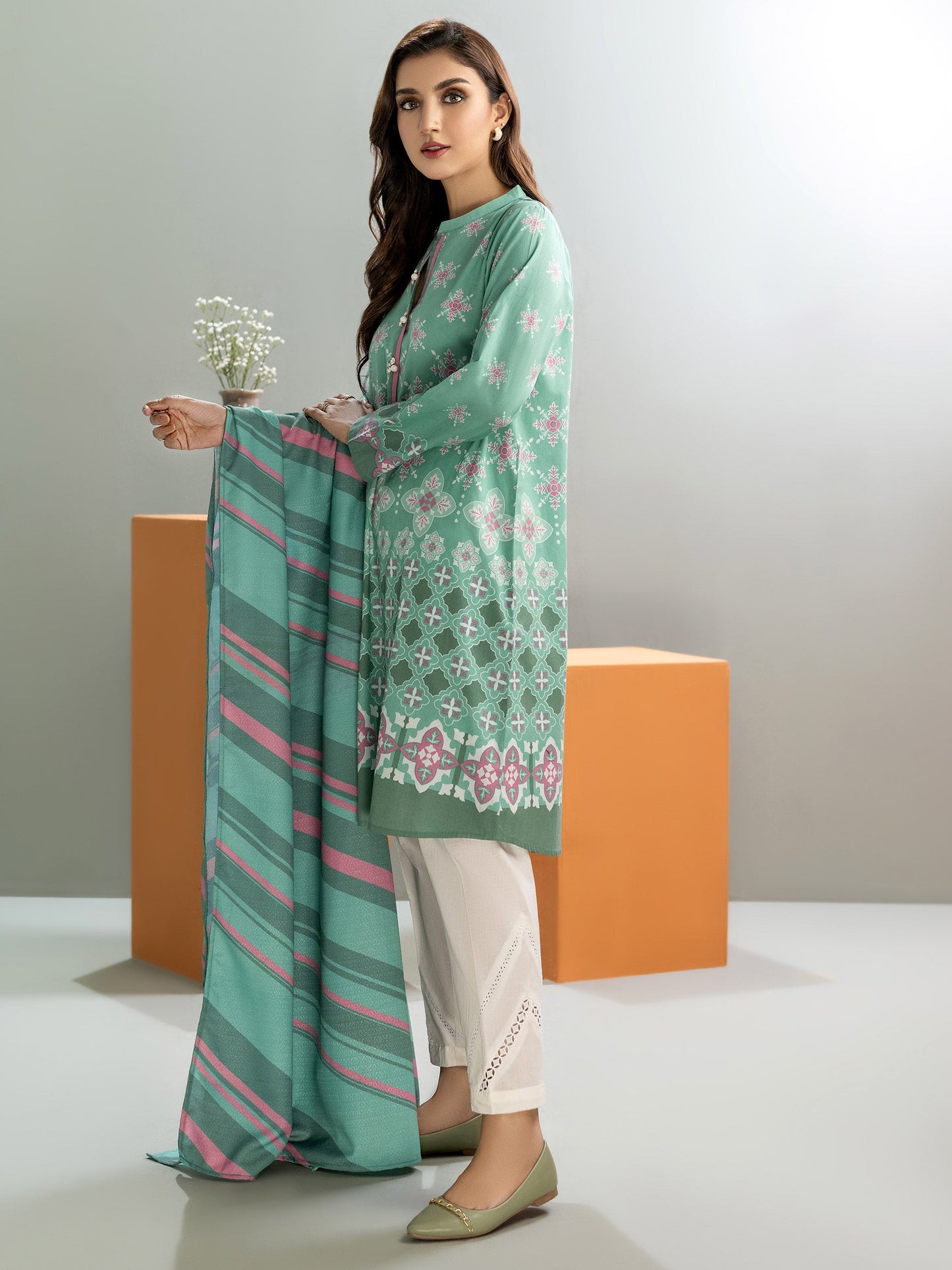 2 Piece Winter Cotton Suit-Printed(Unstitched)