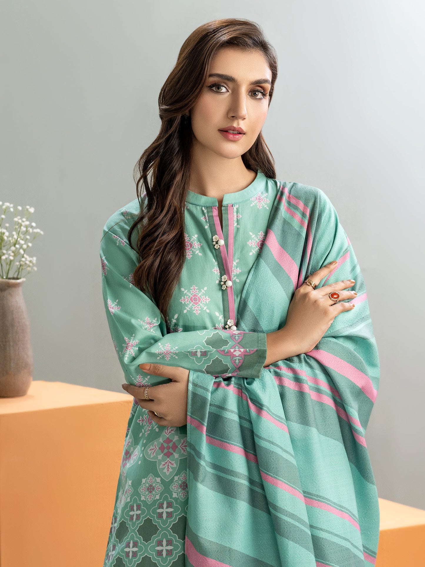 2 Piece Winter Cotton Suit-Printed(Unstitched)