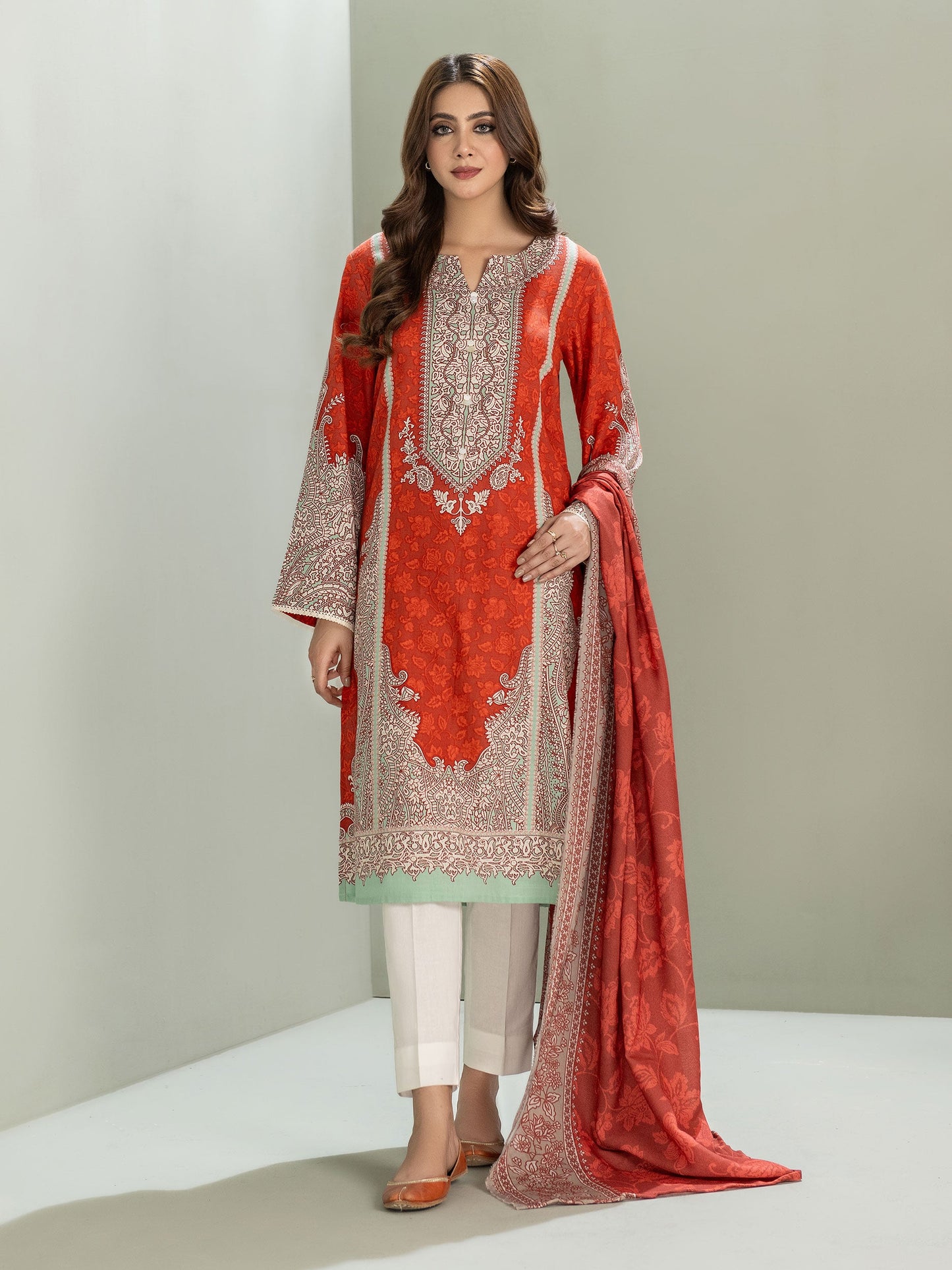 2 Piece Slub Khaddar Suit-Printed (Unstitched)