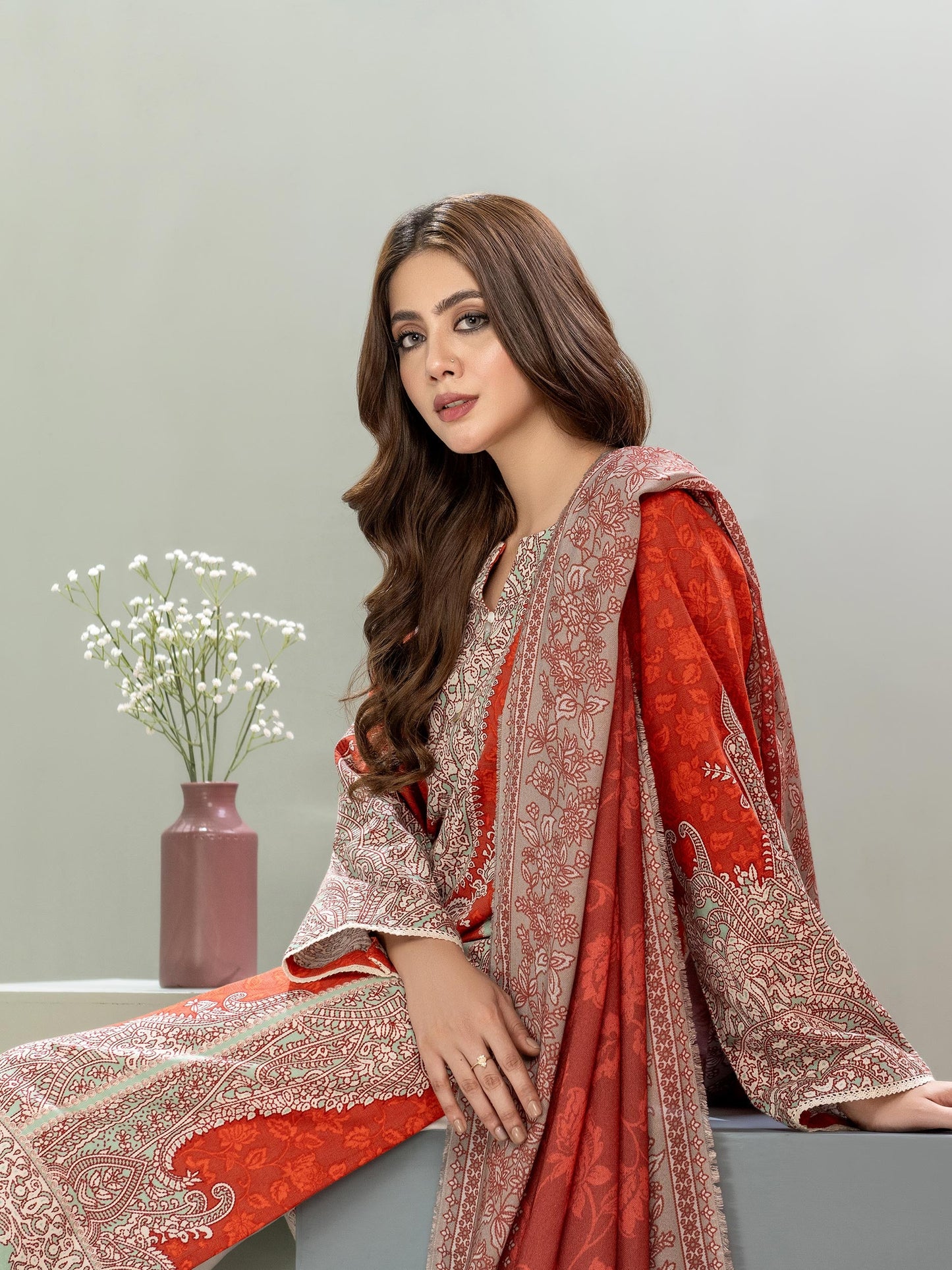 2 Piece Slub Khaddar Suit-Printed (Unstitched)