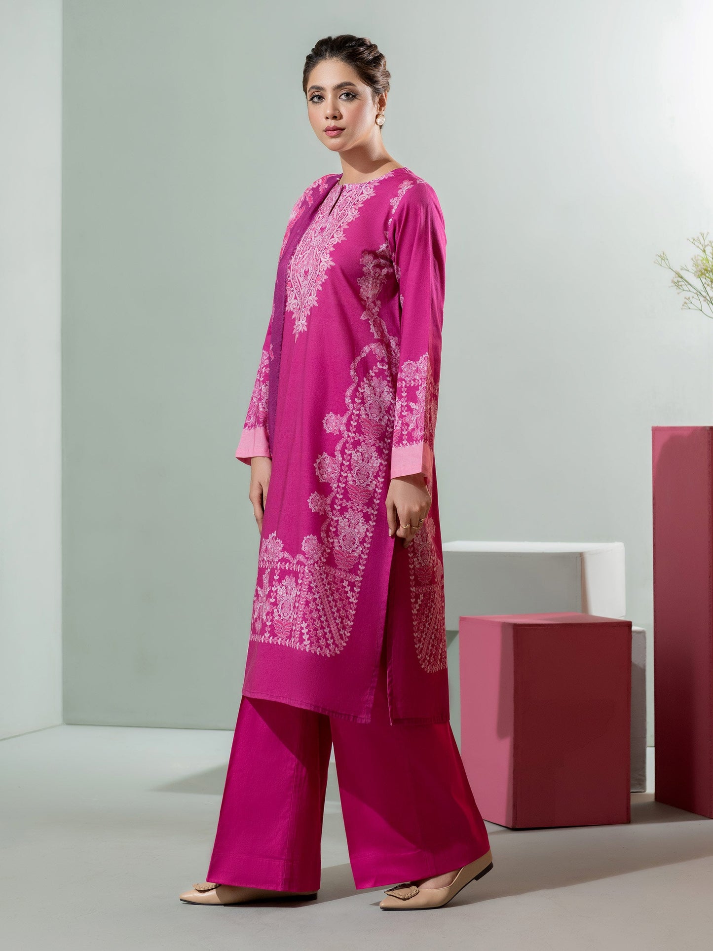 3 Piece Winter Cotton Suit-Printed (Unstitched)