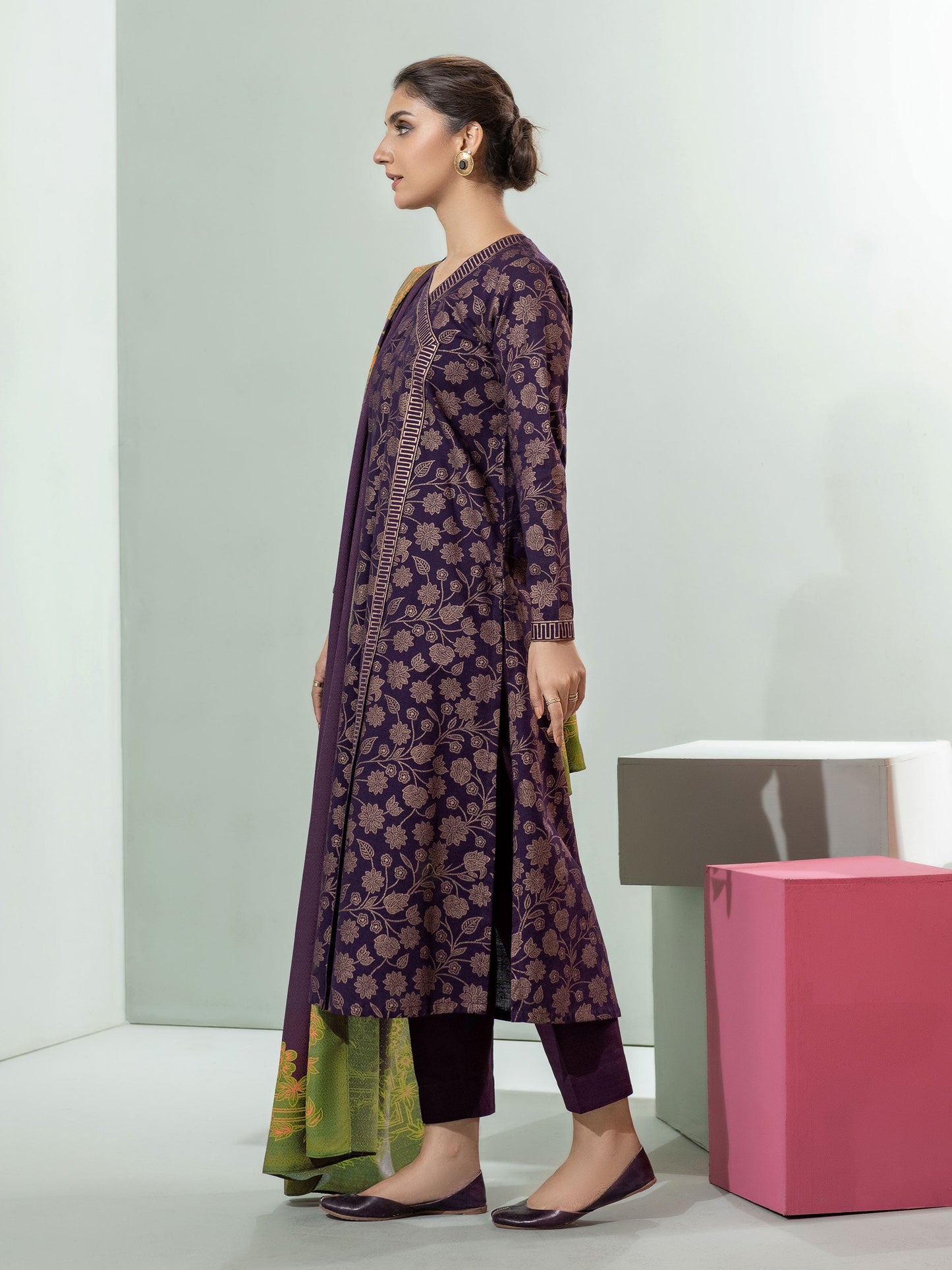2 Piece Slub Khaddar Suit-Paste Print(Unstitched)