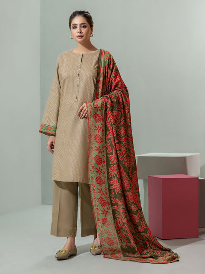 3 Piece Slub Khaddar Suit-Printed (Unstitched)