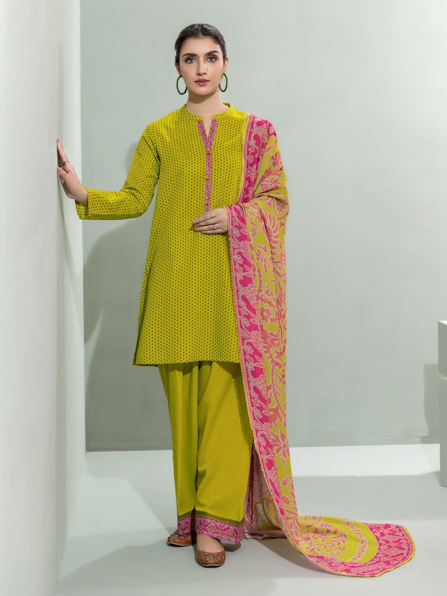 3 Piece Slub Khaddar Suit-Printed (Unstitched)