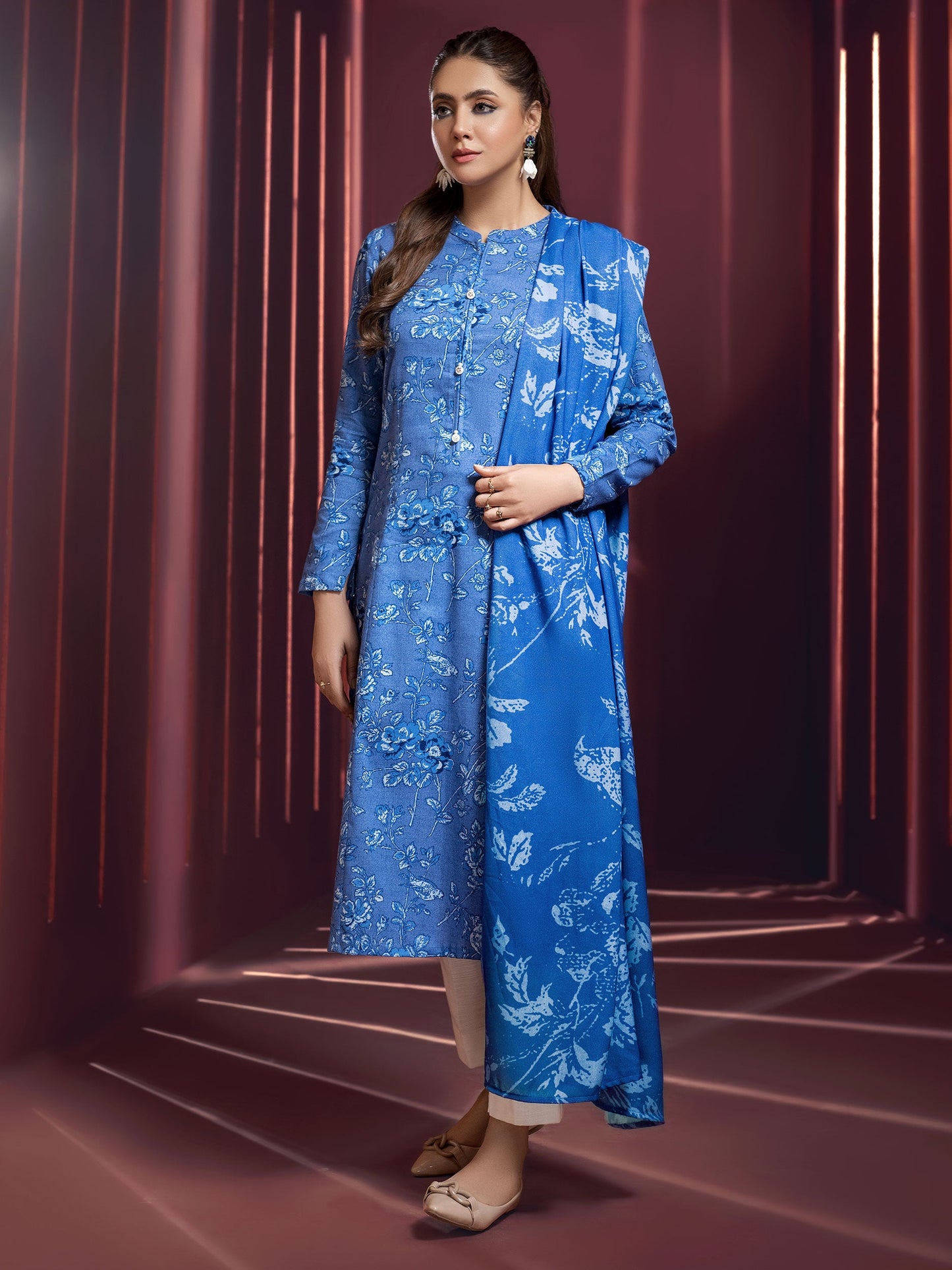 2 Piece Khaddar Suit-Printed (Unstitched)