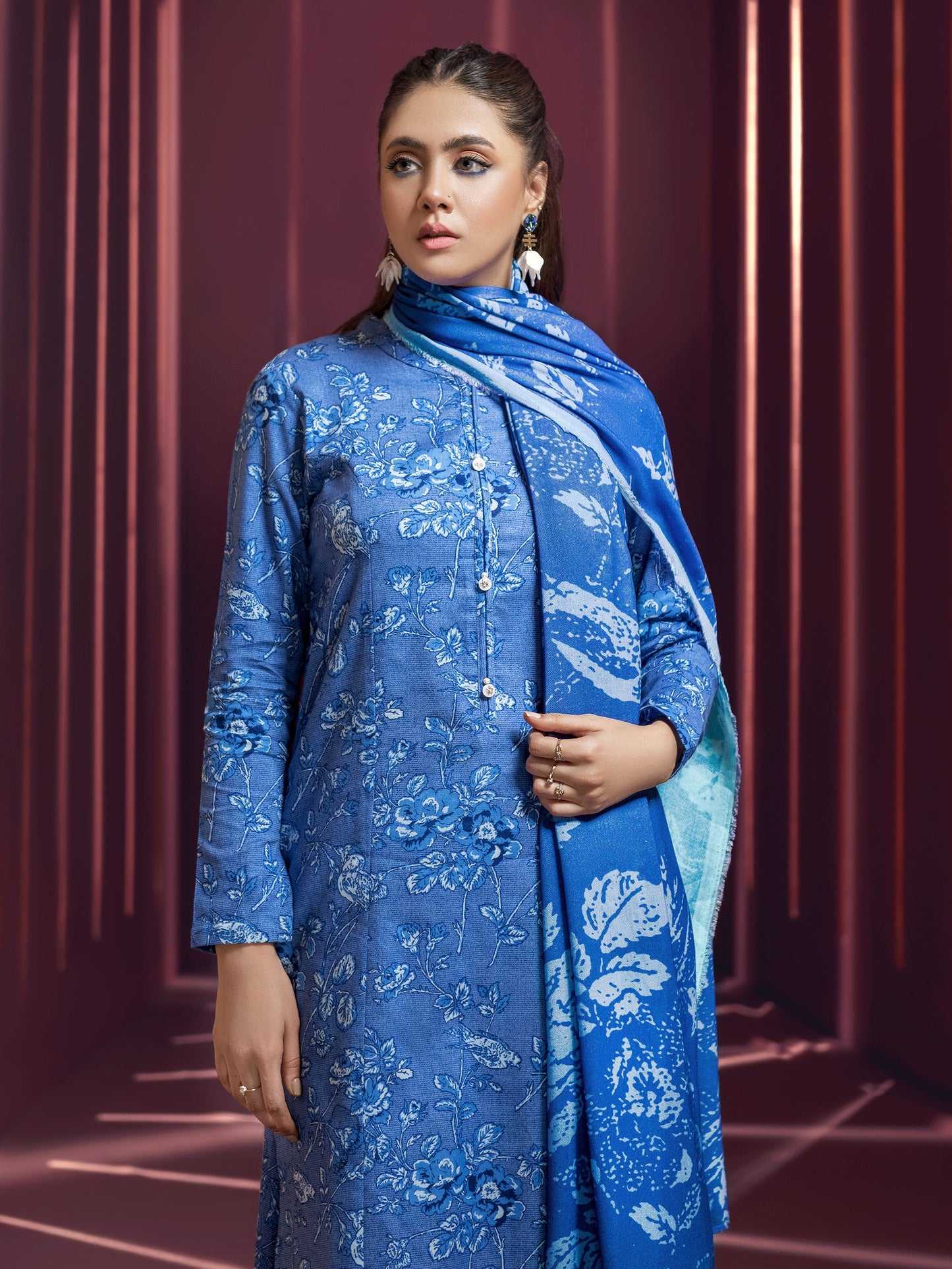 2 Piece Khaddar Suit-Printed (Unstitched)