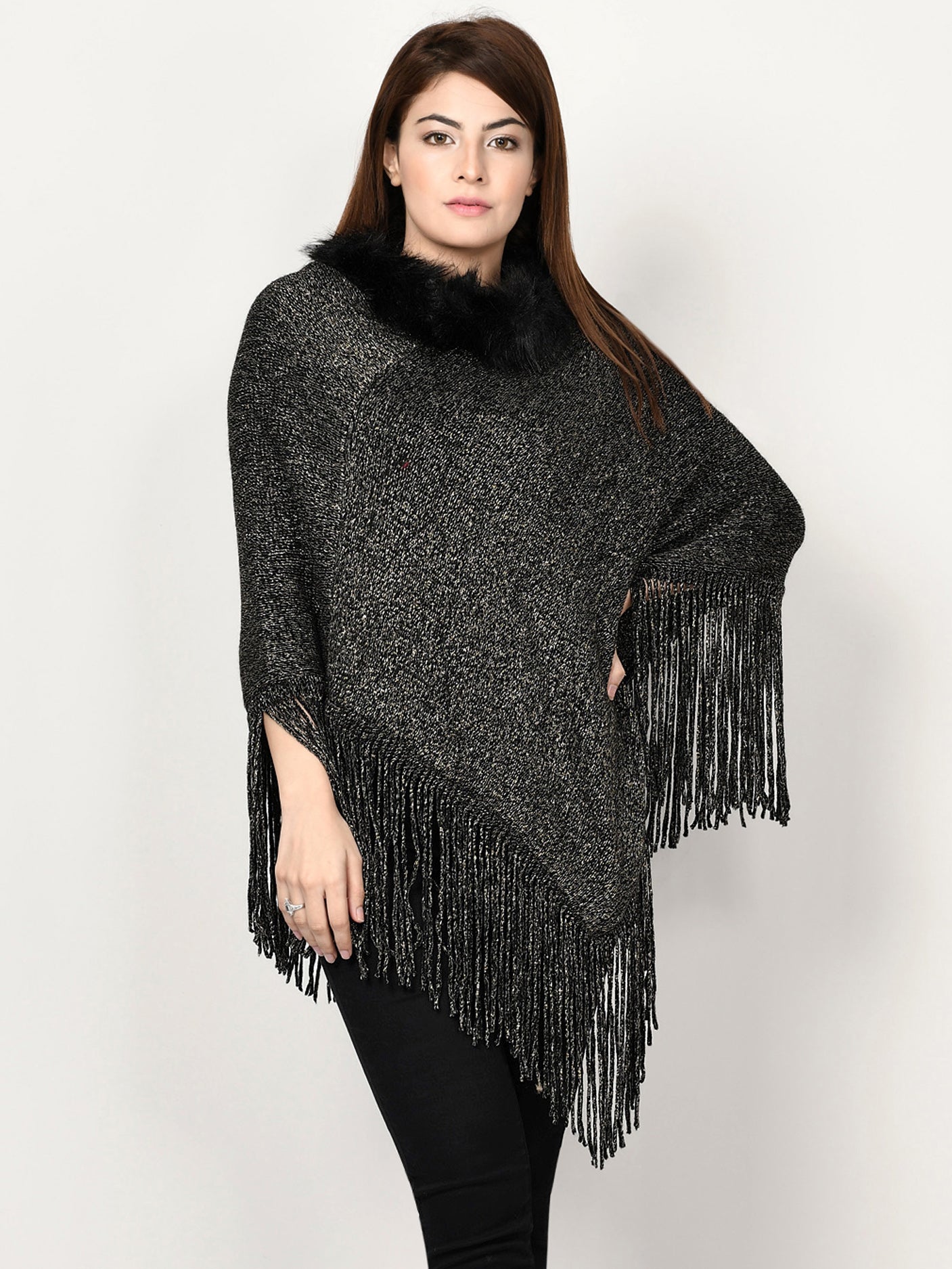 Shimmery Fur Poncho