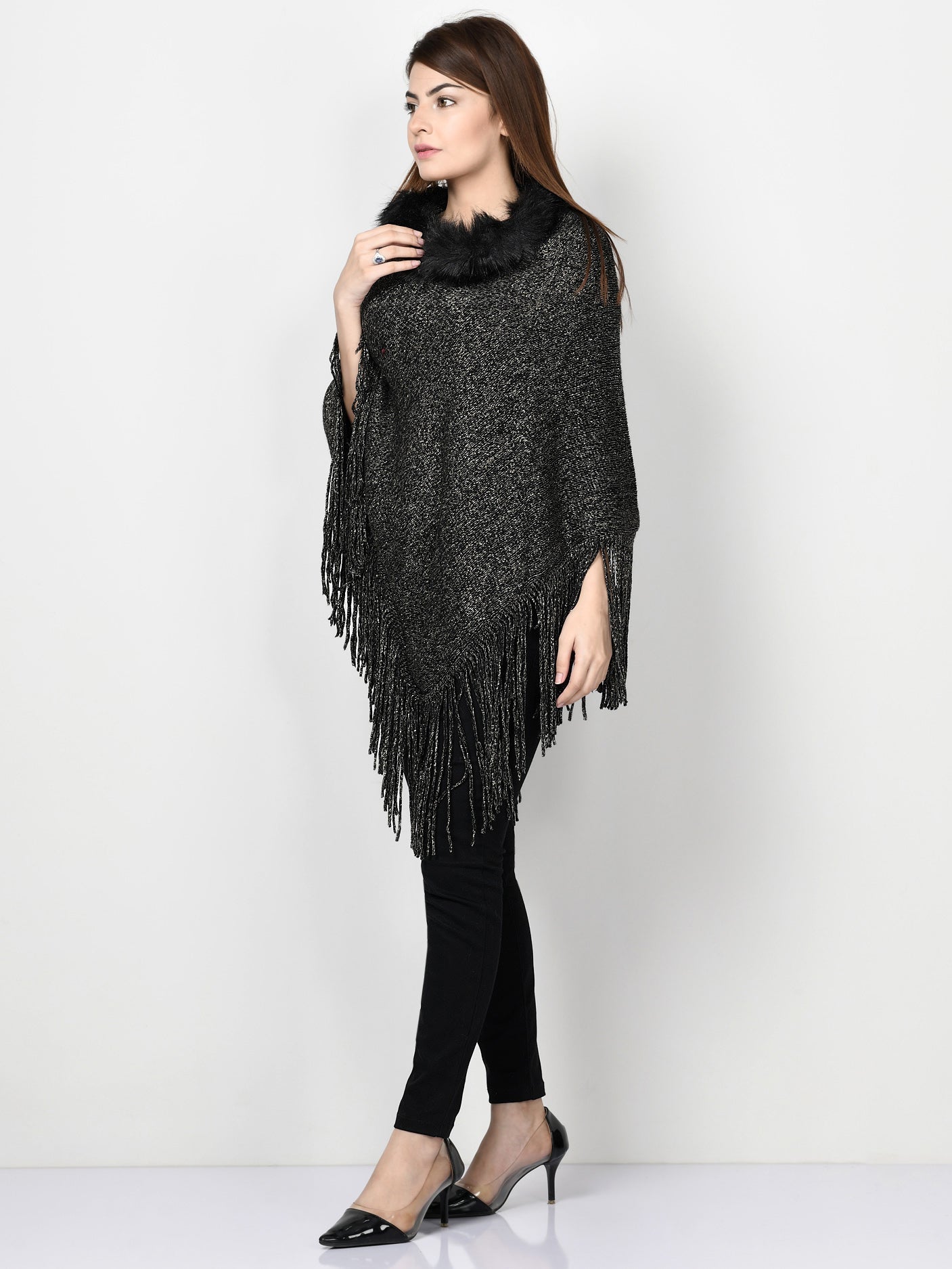 Shimmery Fur Poncho