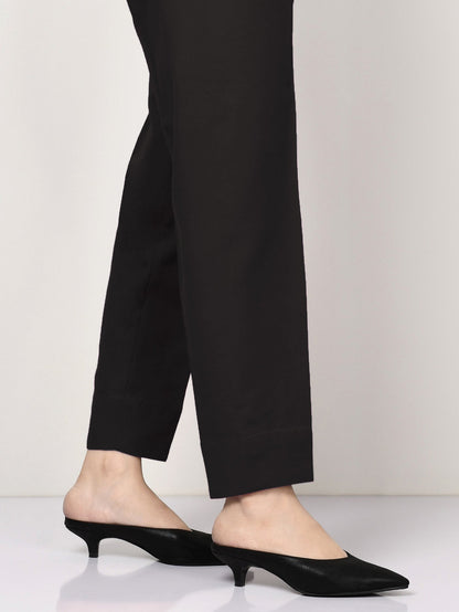 Raw Silk Trouser -  Black