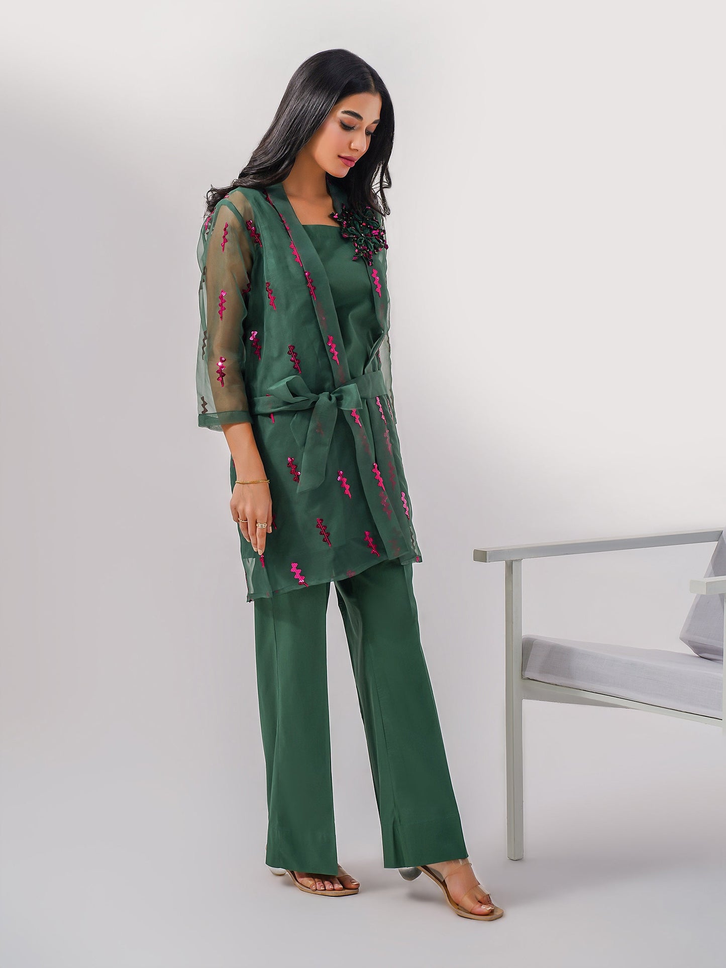 2 Piece Organza Suit-Embroidered (Pret)