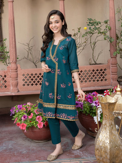 2 Piece Net Suit-Embellished (Pret)