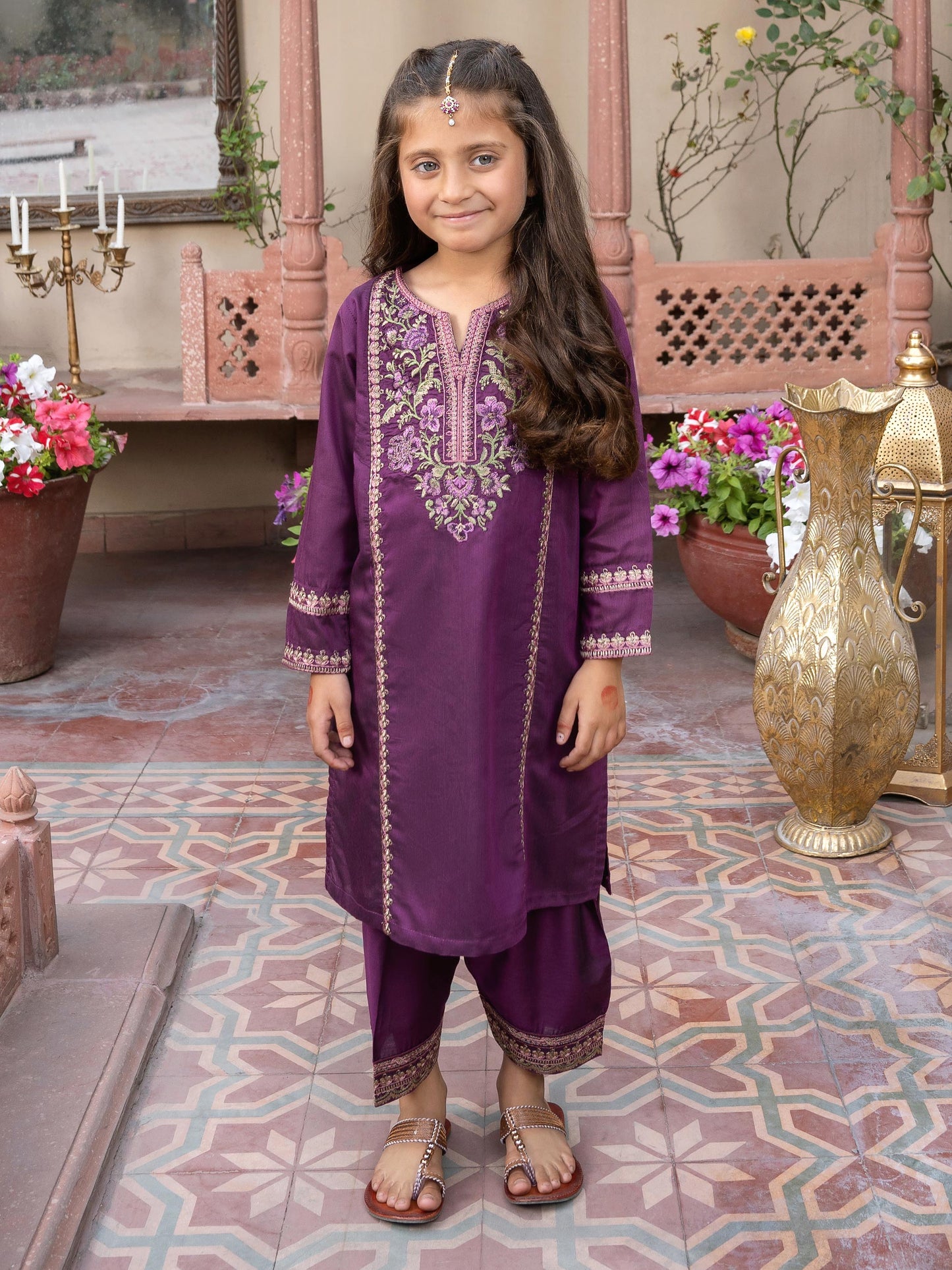 2 Piece Raw Silk Suit-Embroidered (Pret)