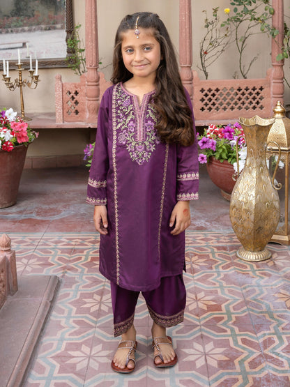 2 Piece Raw Silk Suit-Embroidered (Pret)