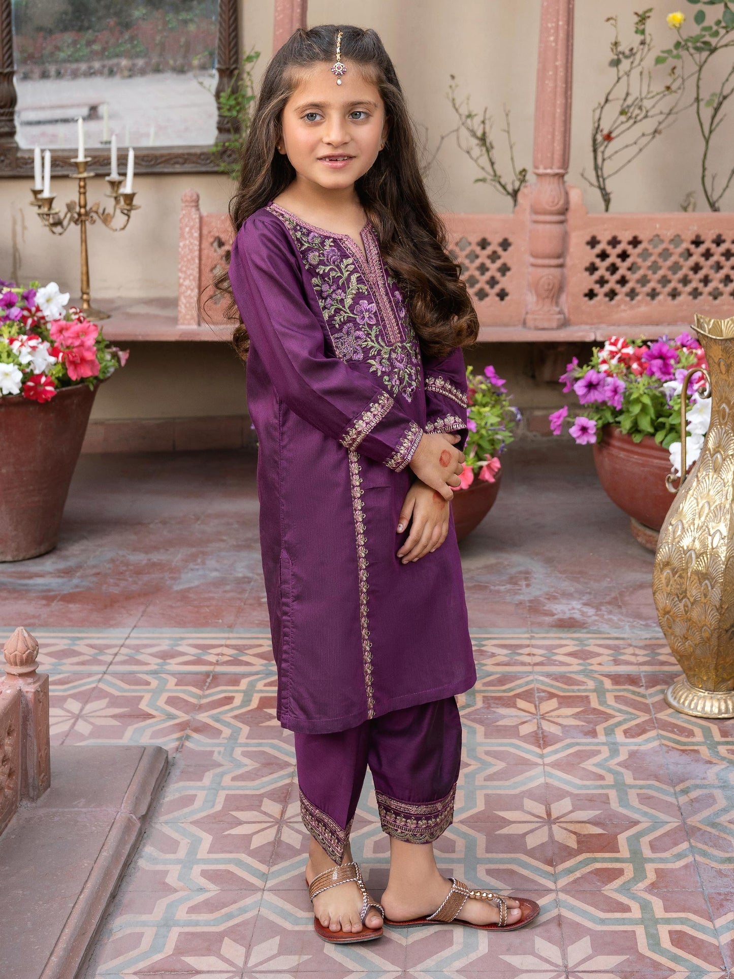 2 Piece Raw Silk Suit-Embroidered (Pret)