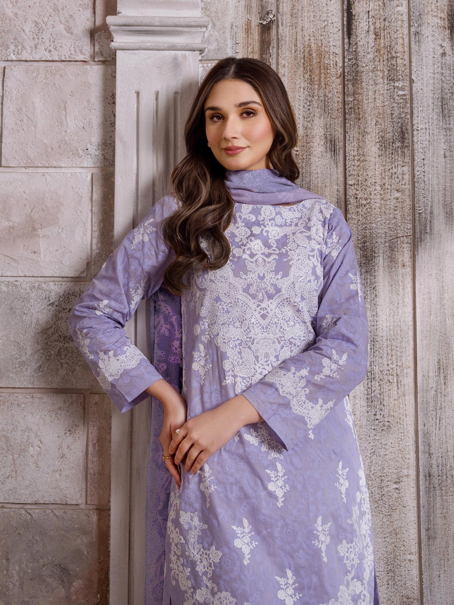 3 Piece Lawn Suit-Emboss Print (Unstitched)