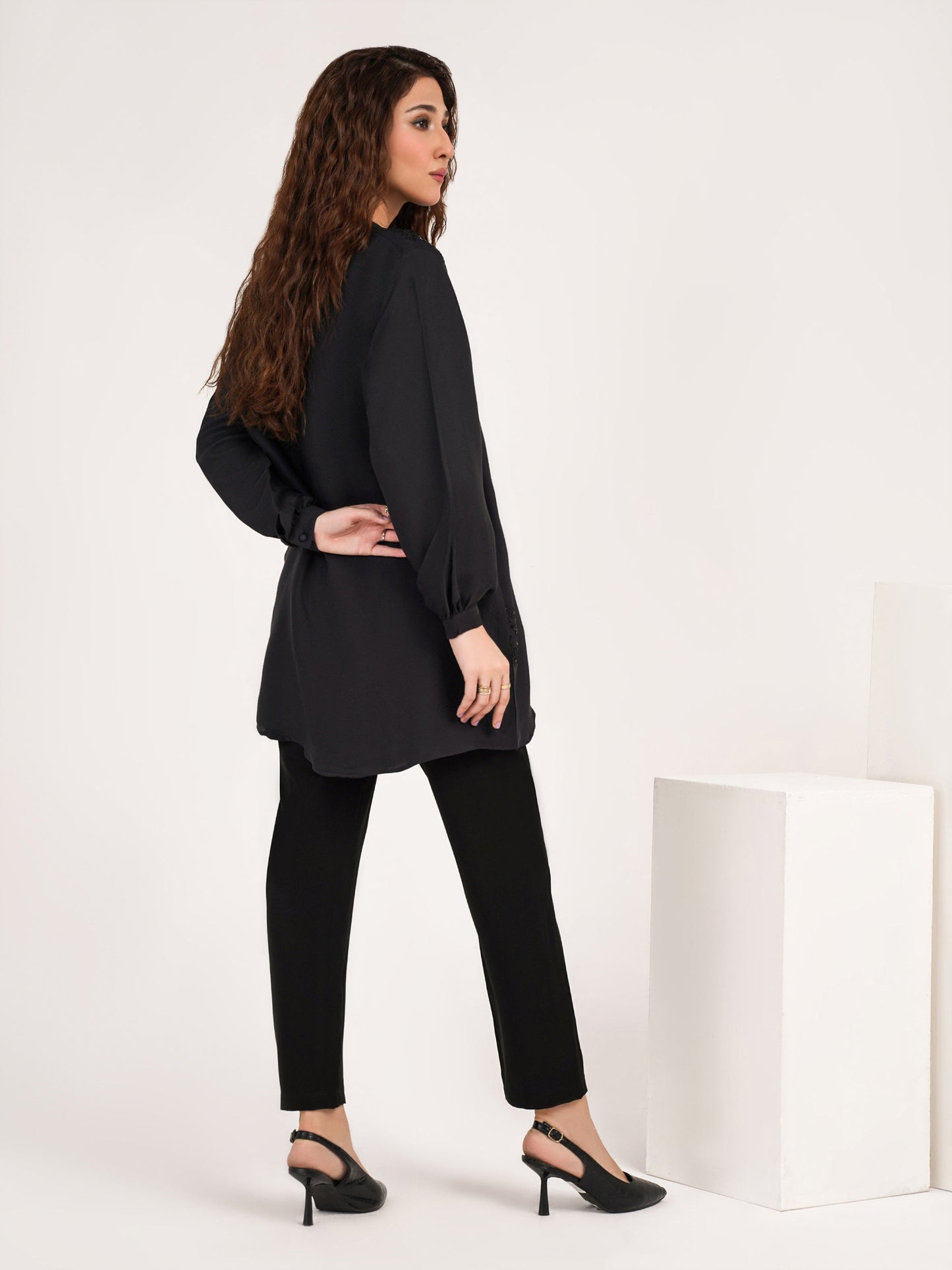 Raw Silk Top-Embroidered