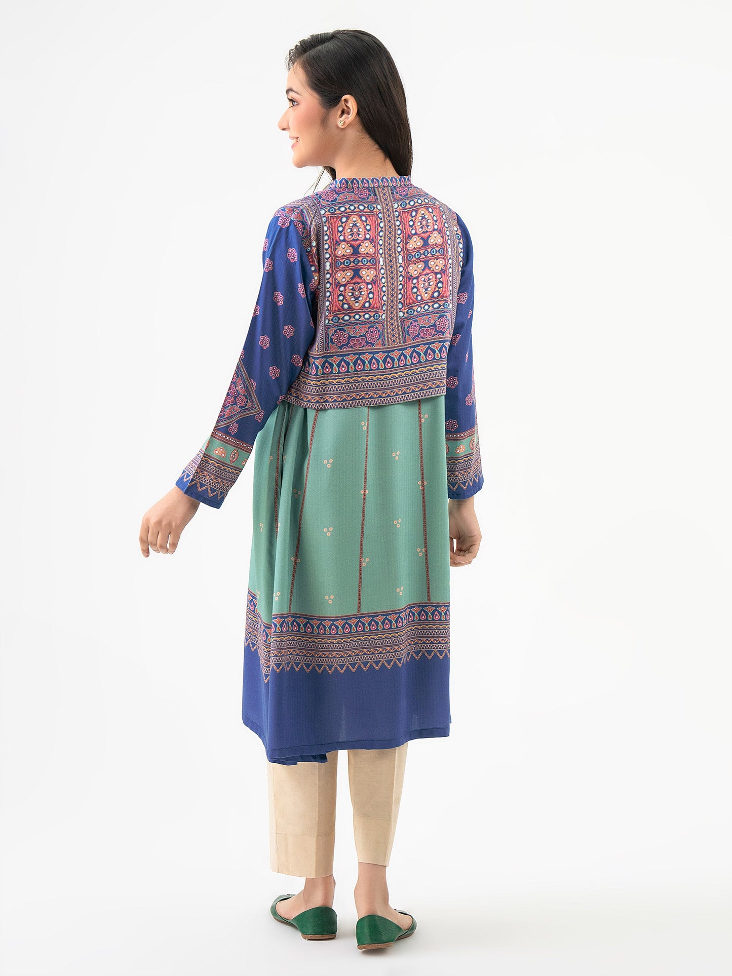 Linen Shirt With Bolero-Printed (Pret)