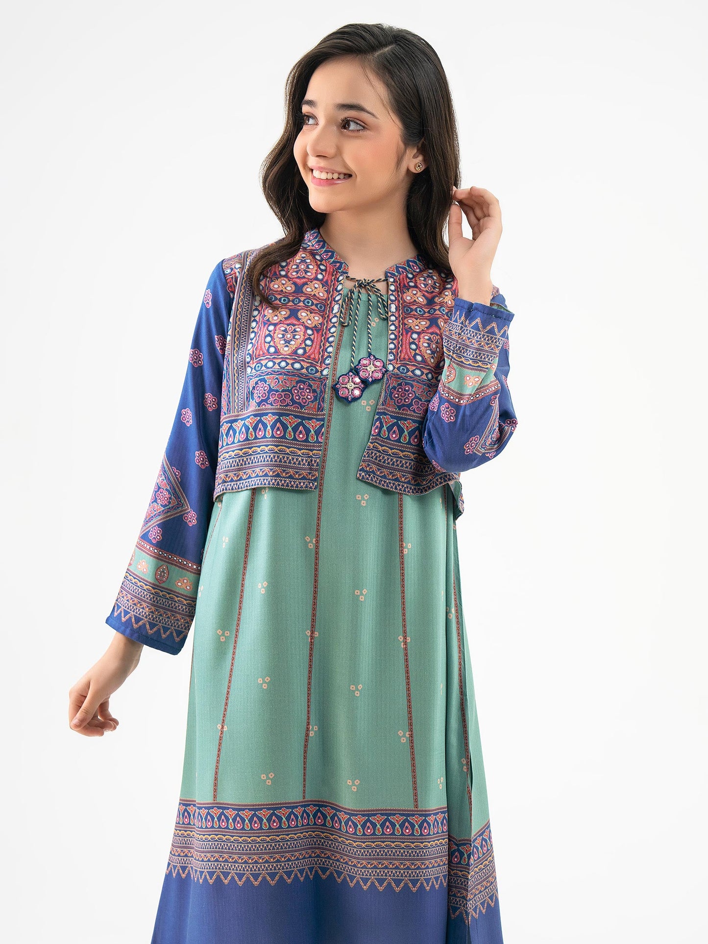 Linen Shirt With Bolero-Printed (Pret)
