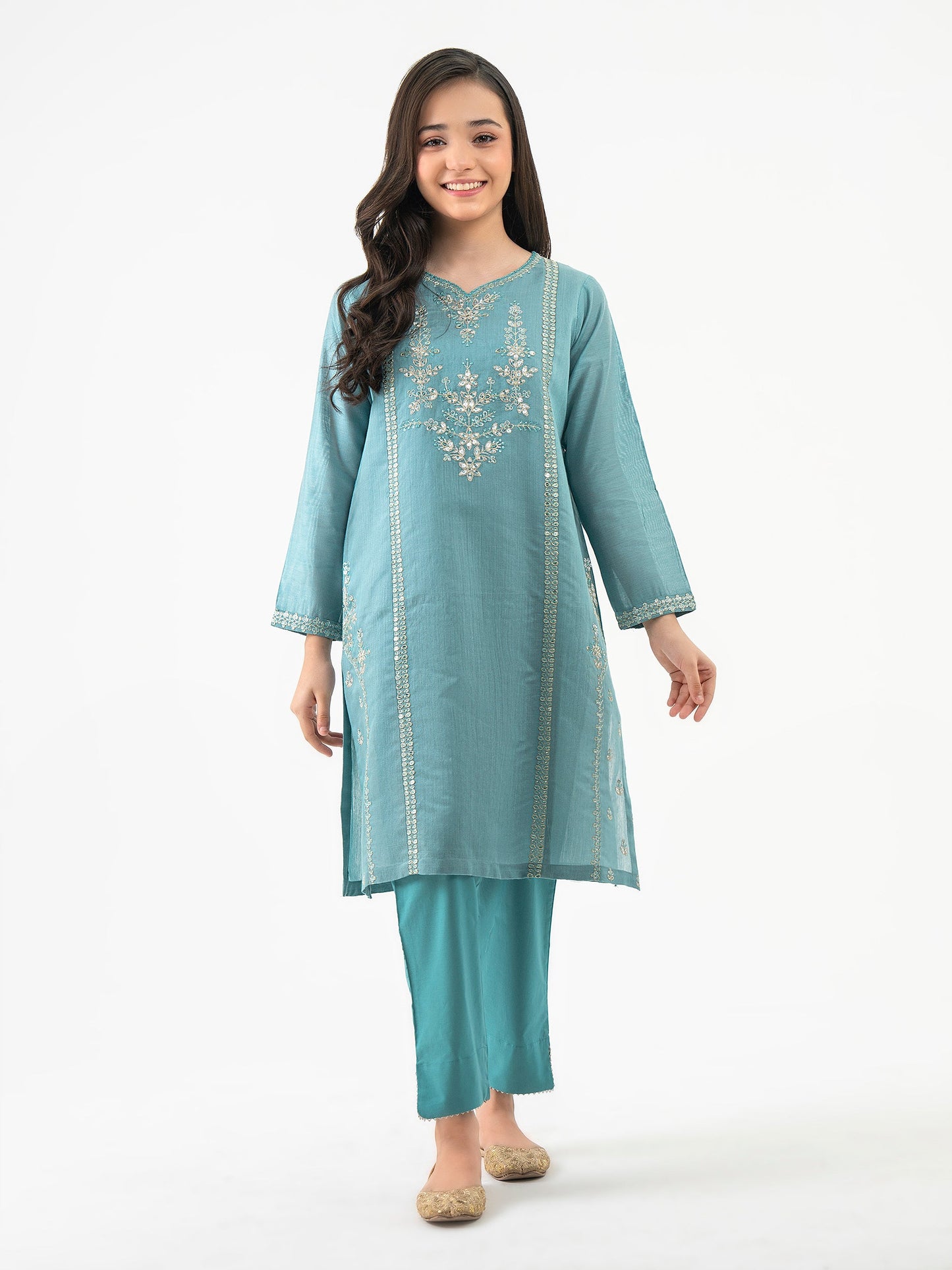 2 Piece Cotton Net Suit-Embroidered(Pret)