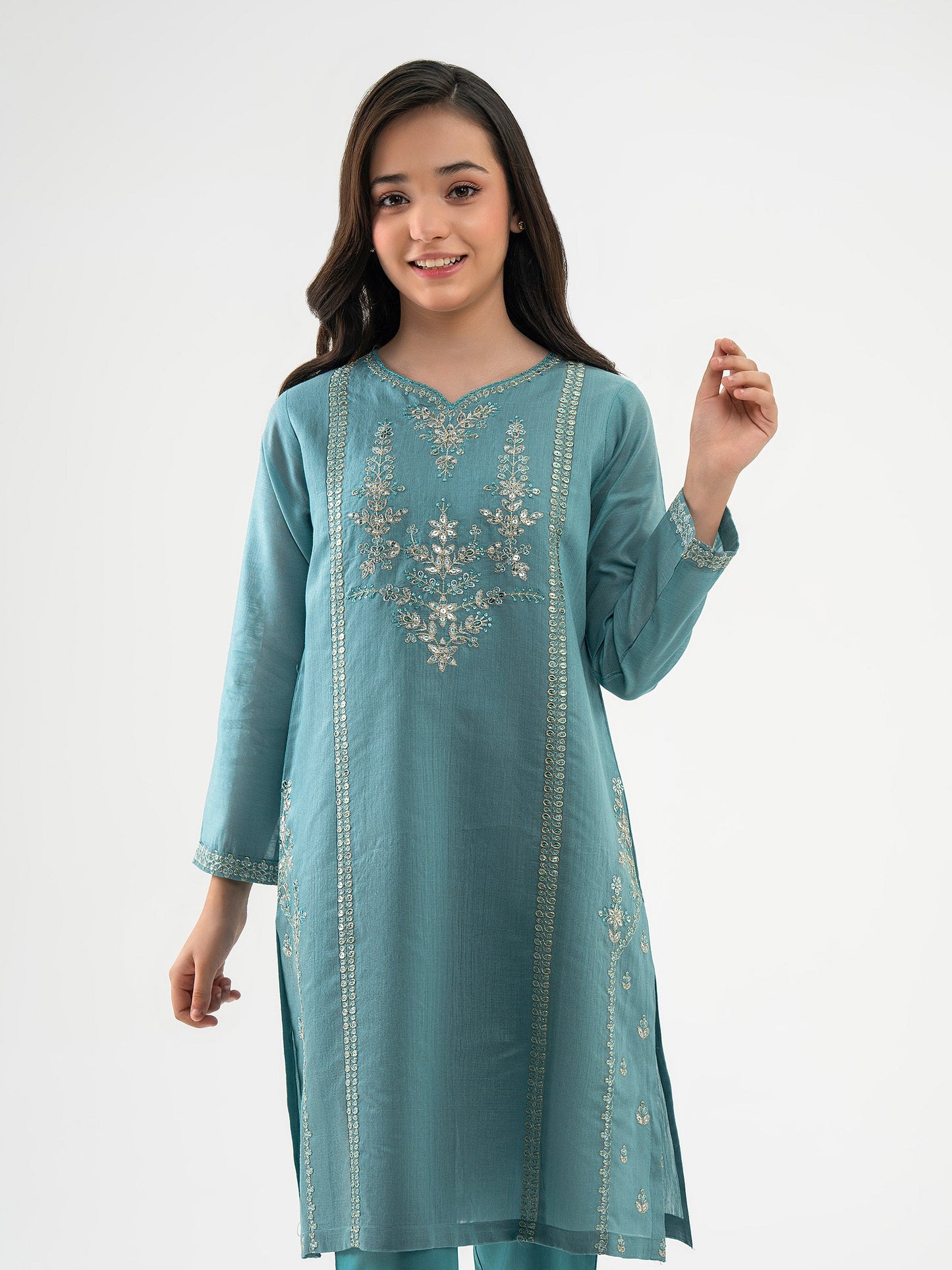 2 Piece Cotton Net Suit-Embroidered(Pret)